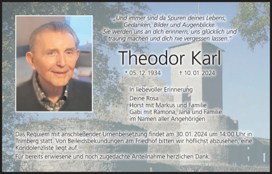 Anzeige von Theodor Karl von MGO