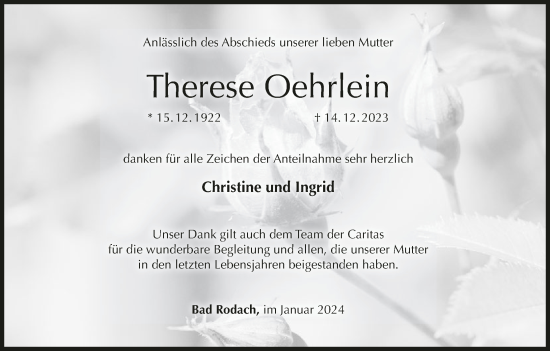 Anzeige von Therese Oehrlein von MGO