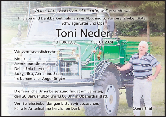 Anzeige von Toni Neder von MGO