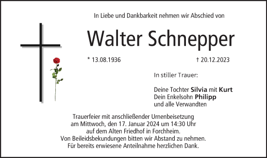 Anzeige von Walter Schnepper von MGO