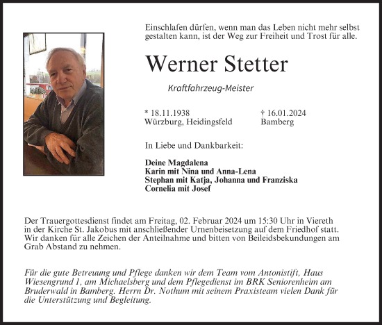Anzeige von Werner Stetter von MGO