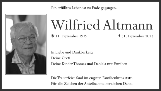 Anzeige von Wilfried Altmann von MGO