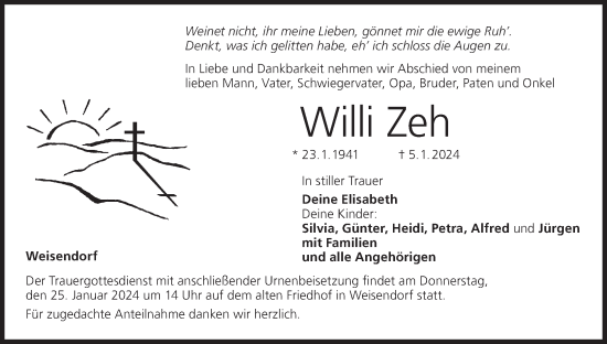 Anzeige von Willi Zeh von MGO