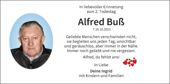 Anzeige von Alfred Buß von MGO