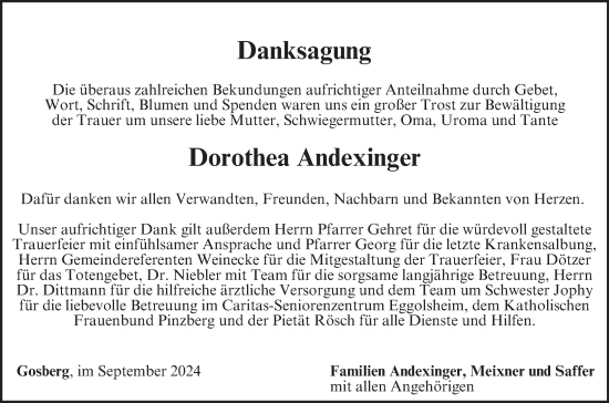 Anzeige von Dorothea Andexinger von MGO