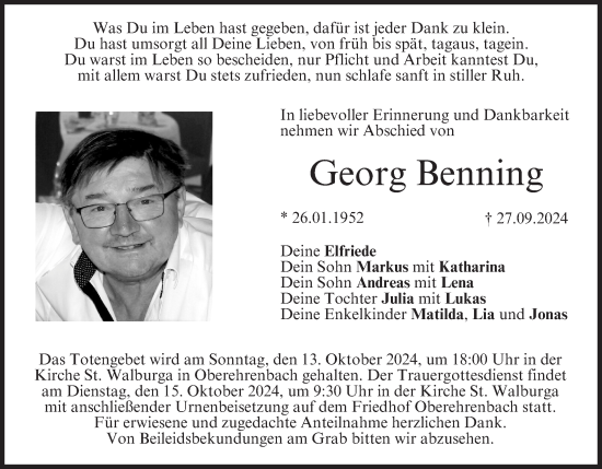 Anzeige von Georg Benning von MGO