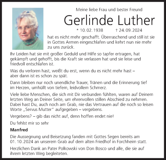 Anzeige von Gerlinde Luther von MGO