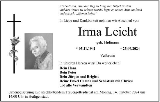 Anzeige von Irma Leicht von MGO
