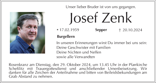 Anzeige von Josef Zenk von MGO