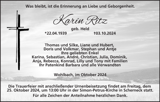 Anzeige von Karin Ritz von MGO