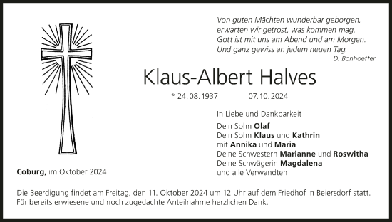 Anzeige von Klaus-Albert Halves von MGO