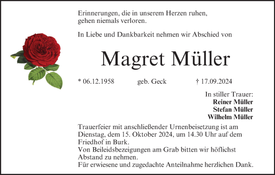 Anzeige von Magret Müller von MGO