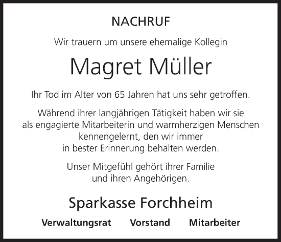 Anzeige von Magret Müller von MGO