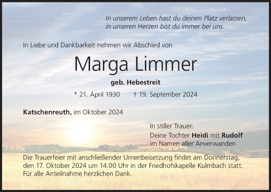 Anzeige von Marga Limmer von MGO