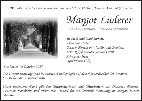 Anzeige von Margot Luderer von MGO
