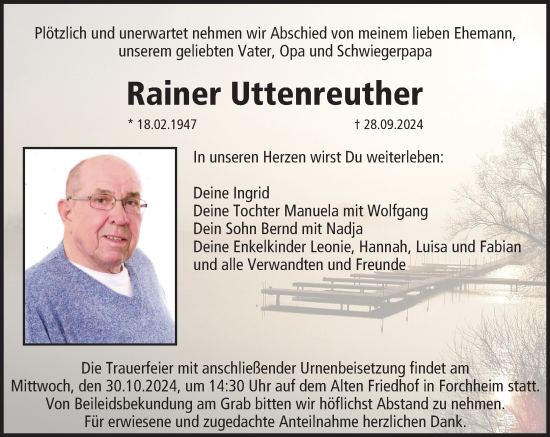 Anzeige von Rainer Uttenreuther von MGO