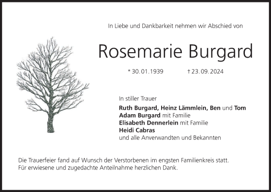 Anzeige von Rosemarie Burgard von MGO