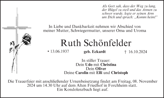 Anzeige von Ruth Schönfelder von MGO