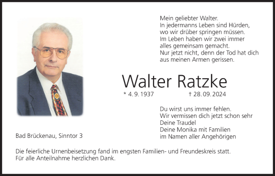 Anzeige von Walter Ratzke von MGO
