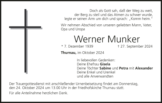 Anzeige von Werner Munker von MGO