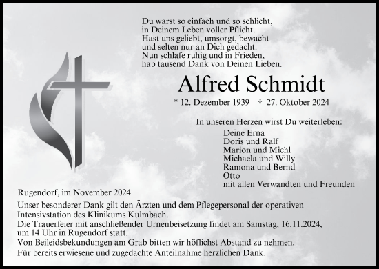 Anzeige von Alfred Schmidt von MGO