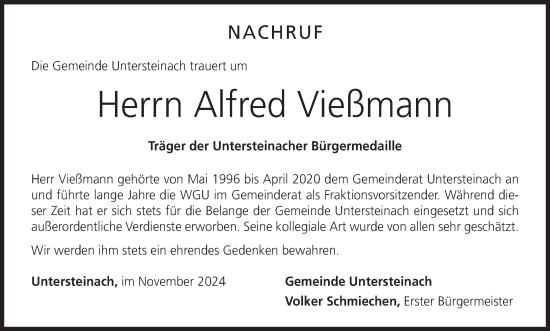 Anzeige von Alfred Vießmann von MGO