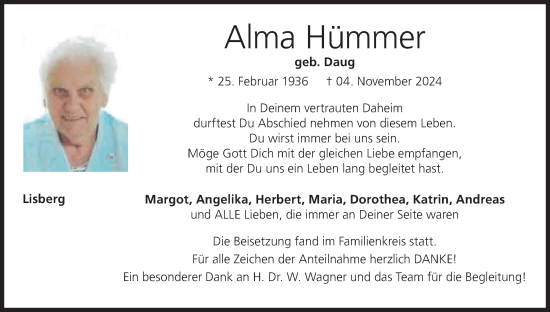 Anzeige von Alma Hümmer von MGO