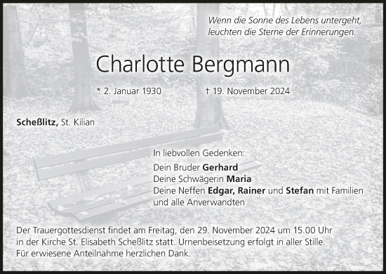 Anzeige von Charlotte Bergmann von MGO