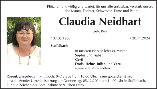 Anzeige von Claudia Neidhart von MGO