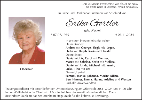 Anzeige von Erika Grötler von MGO
