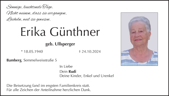 Anzeige von Erika Günthner von MGO