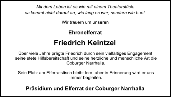 Anzeige von Friedrich Keintzel von MGO