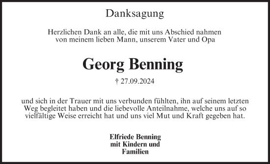 Anzeige von Georg Benning von MGO