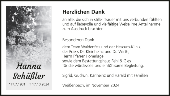 Anzeige von Hanna Schüßler von MGO
