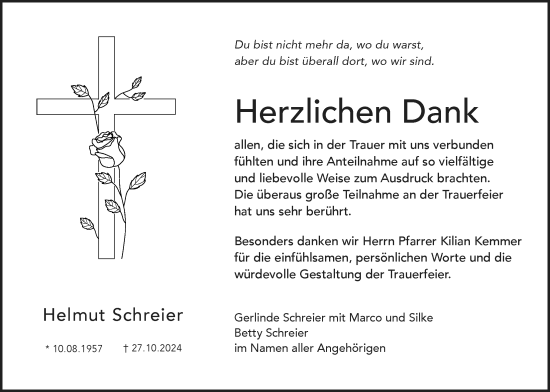 Anzeige von Helmut Schreier von MGO