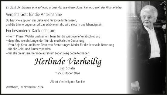 Anzeige von Herlinde Vierheilig von MGO
