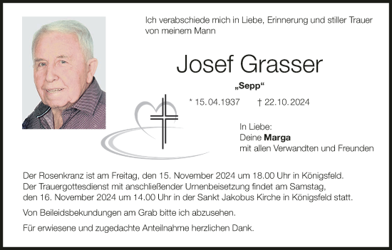 Anzeige von Josef Grasser von MGO