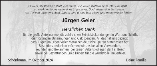 Anzeige von Jürgen Geier von MGO