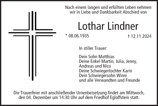 Anzeige von Lothar Lindner von MGO