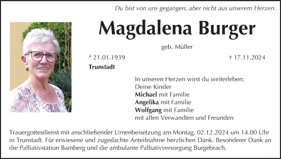 Anzeige von Magdalena Burger von MGO