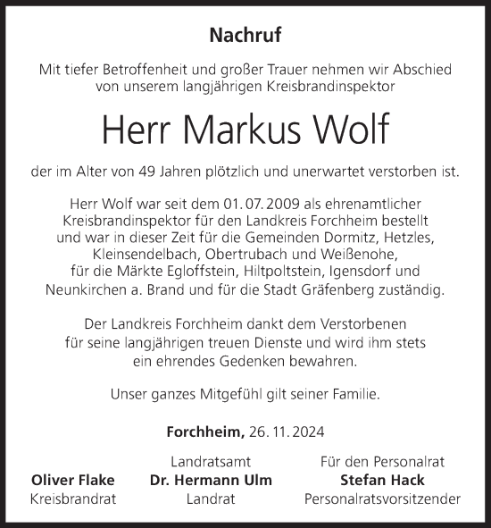 Anzeige von Markus Wolf von MGO