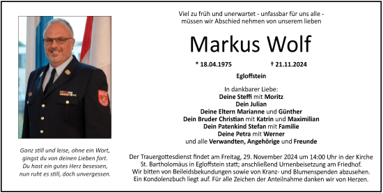Anzeige von Markus Wolf von MGO