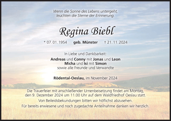 Anzeige von Regina Biebl von MGO