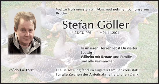 Anzeige von Stefan Göller von MGO