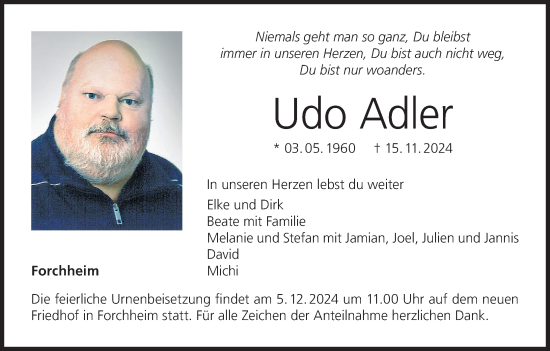 Anzeige von Udo Adler von MGO