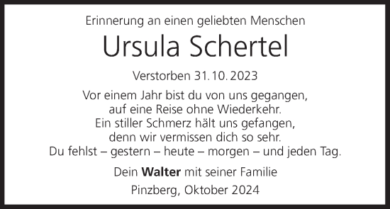 Anzeige von Ursula Schertel von MGO