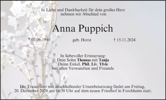 Anzeige von Anna Puppich von MGO