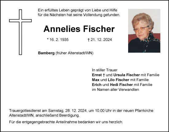Anzeige von Annelies Fischer von MGO