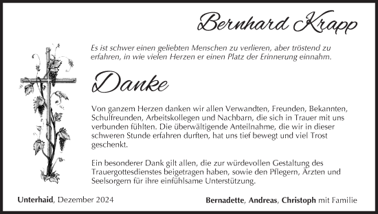 Anzeige von Bernhard Krapp von MGO