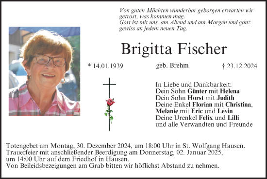 Anzeige von Brigitta Fischer von MGO